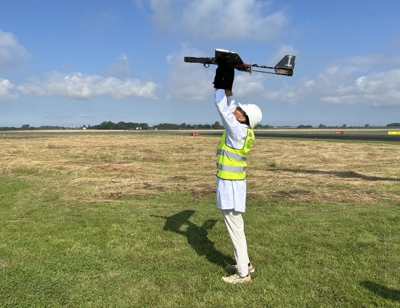 Composite drone take-off in the HCA airport field